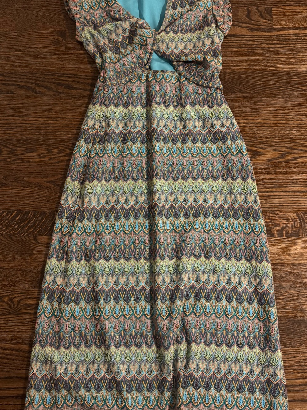 10 Crosby Derek Lam Multicolor Midi Dress with Turquoise Bodice